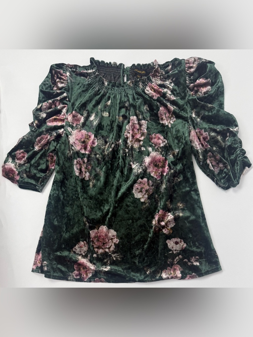 Sugarlips Sharon Floral Velvet Drape Sleeve Top Romantic Size Large - Picture 4 of 7